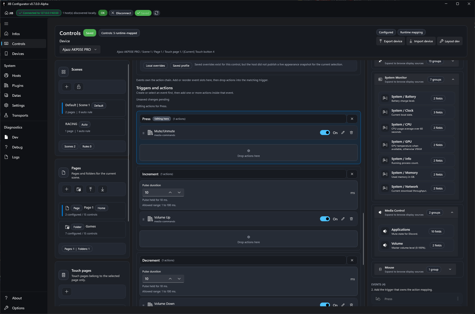 Controls selected-control editor